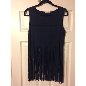 faux suede fringe top